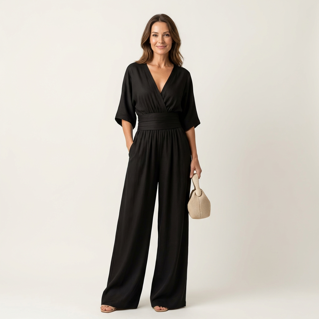 Lylia | Wrap V-Neck Wide-Leg Jumpsuit