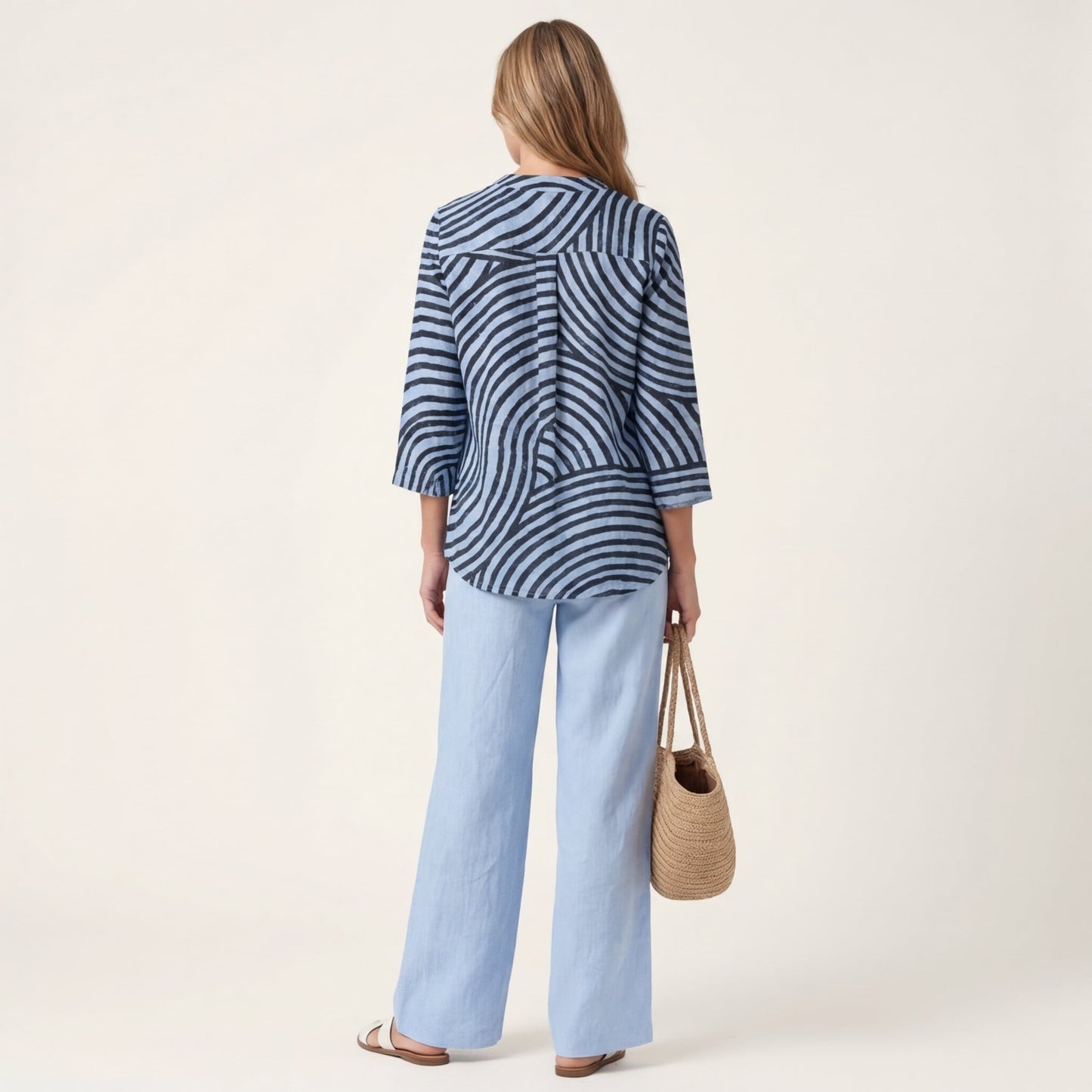 Marcela | Striped Print Top & Wide-Leg Pants Set
