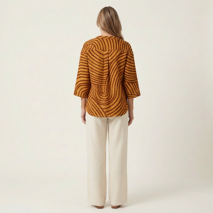 Marcela | Striped Print Top & Wide-Leg Pants Set