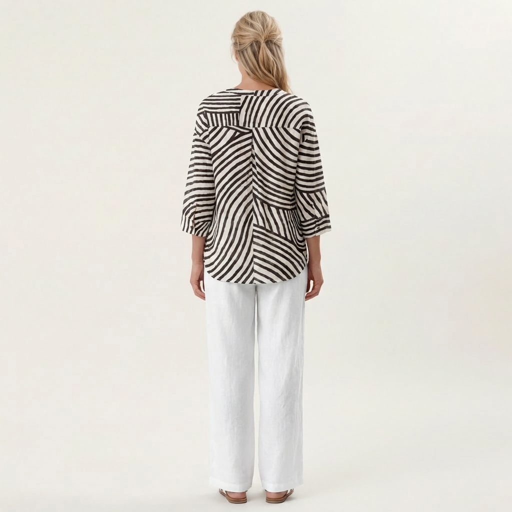 Marcela | Striped Print Top & Wide-Leg Pants Set