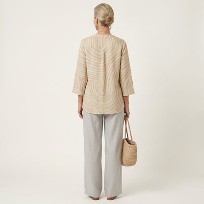 Marcela | Striped Print Top & Wide-Leg Pants Set