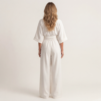 Lylia | Wrap V-Neck Wide-Leg Jumpsuit