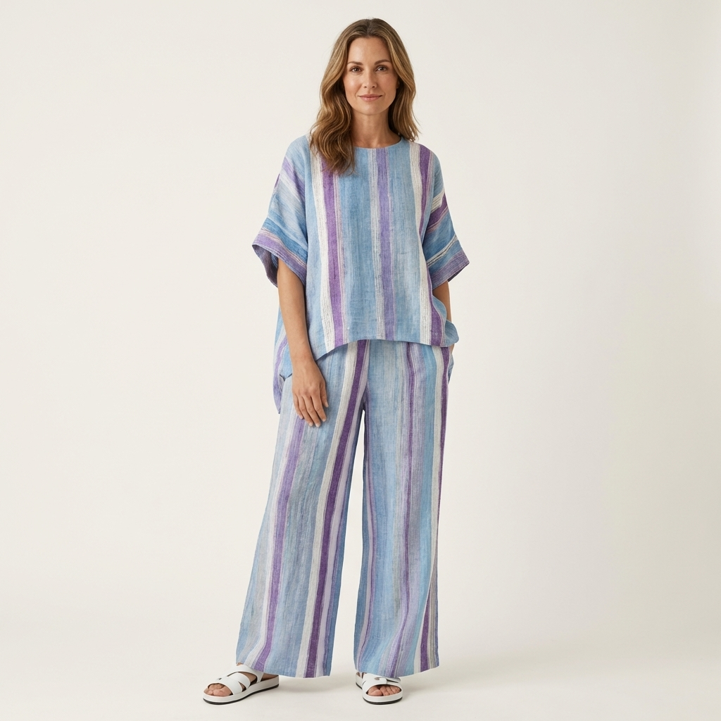 Laurell | Watercolor Stripe Linen Set