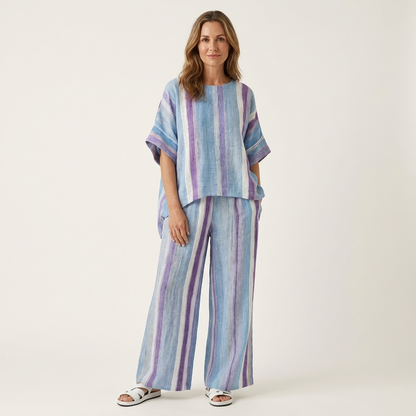 Laurell | Watercolor Stripe Linen Set