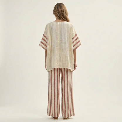 Allona | Stripe-Print Linen Set
