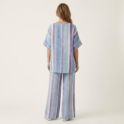 Laurell | Watercolor Stripe Linen Set