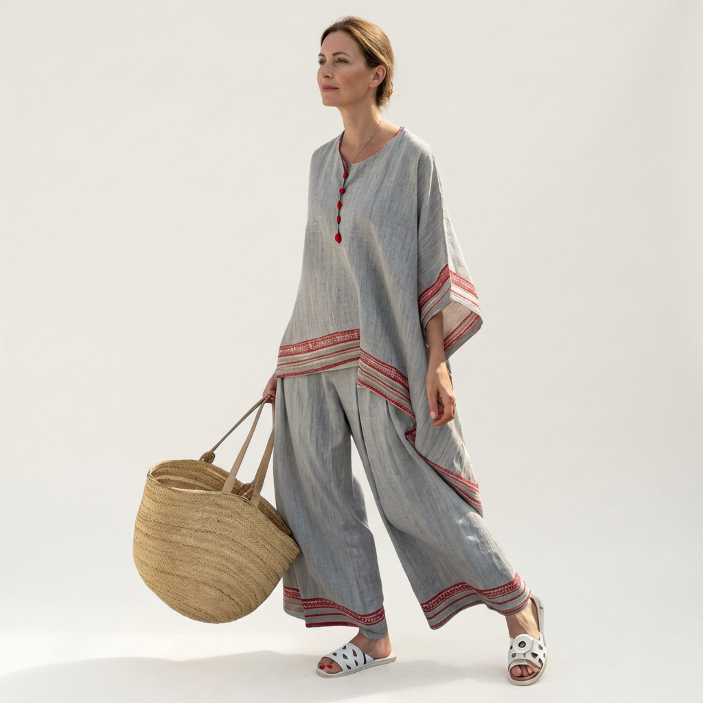 Gwynne | Slate Linen Kaftan Set