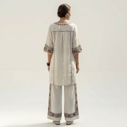Gabrielle | Embroidered Medallion Linen Set