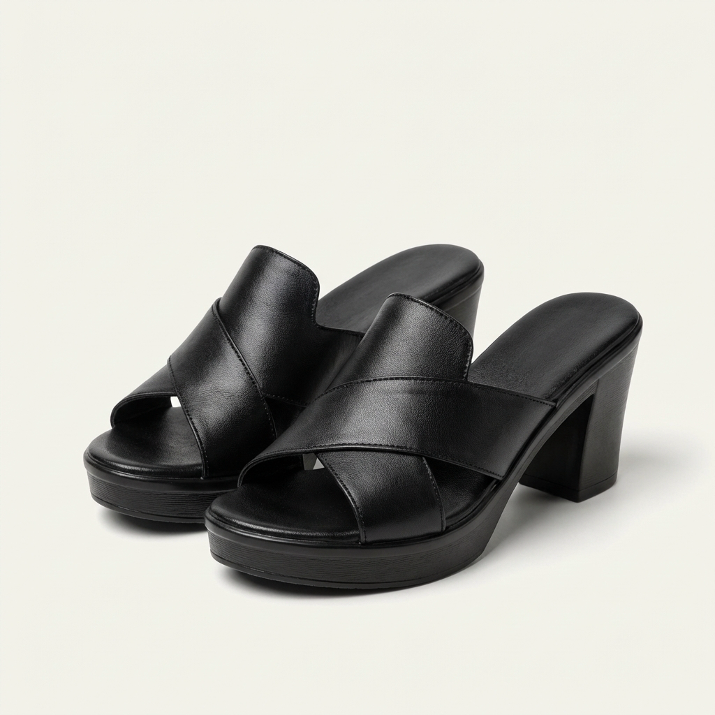Nebula | Cross-Strap Block Heel Mule