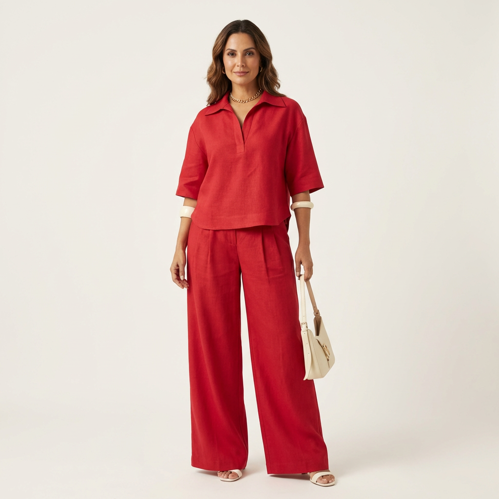 Sonnet | Polo-Collar Top & Wide-Leg Set