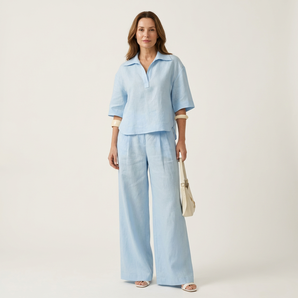 Sonnet | Polo-Collar Top & Wide-Leg Set