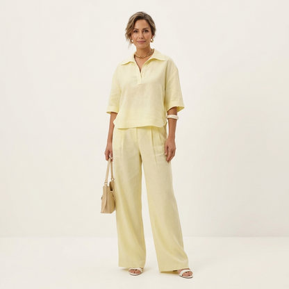 Sonnet | Polo-Collar Top & Wide-Leg Set