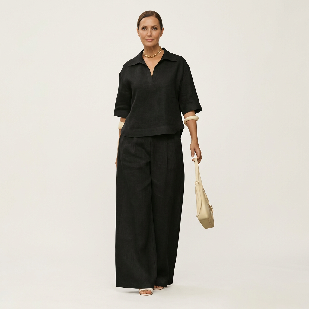 Sonnet | Polo-Collar Top & Wide-Leg Set