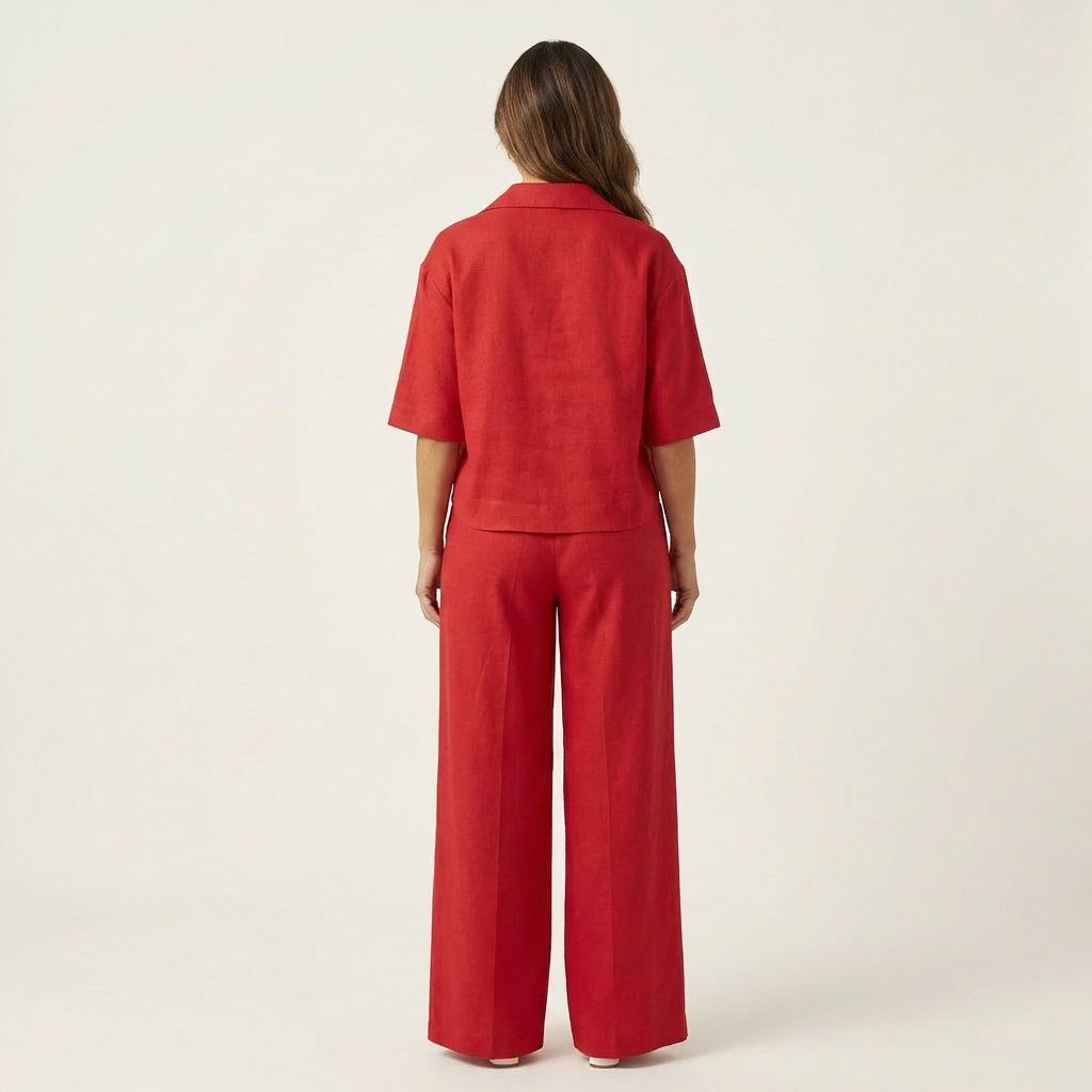 Sonnet | Polo-Collar Top & Wide-Leg Set