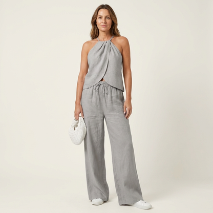 Lauriana | Halter Neck Top & Wide-Leg Linen Set