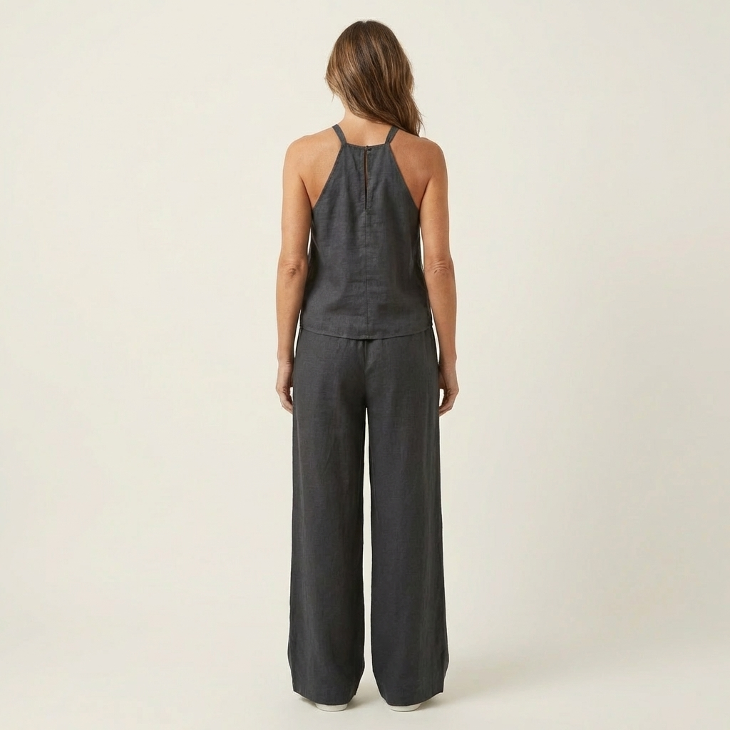 Lauriana | Halter Neck Top & Wide-Leg Linen Set