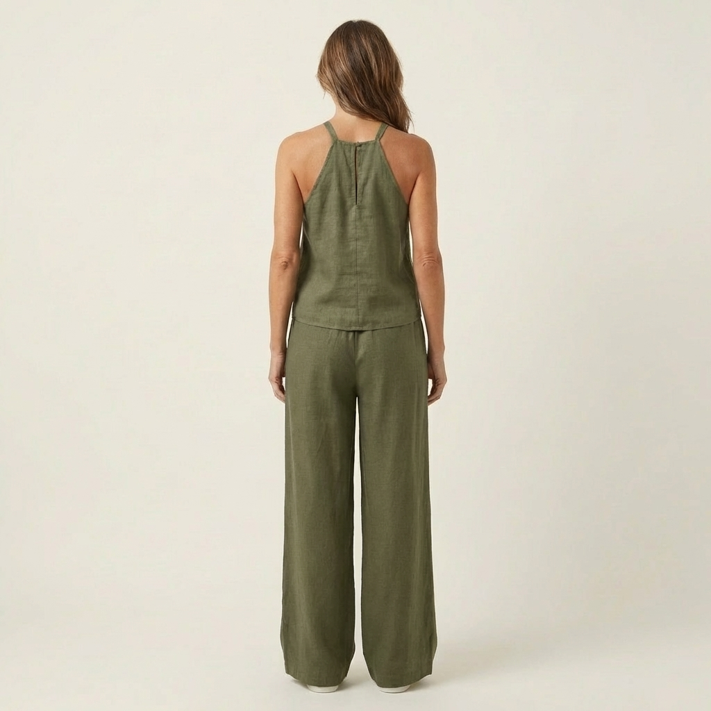 Lauriana | Halter Neck Top & Wide-Leg Linen Set