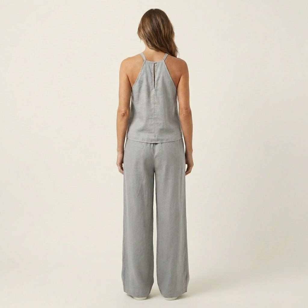 Lauriana | Halter Neck Top & Wide-Leg Linen Set