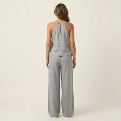 Lauriana | Halter Neck Top & Wide-Leg Linen Set