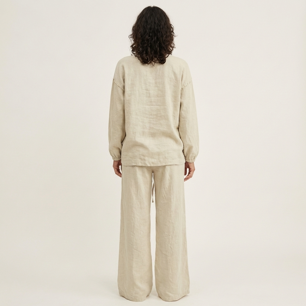 Lediona | Oversized Linen Sweatshirt & Wide-Leg Set