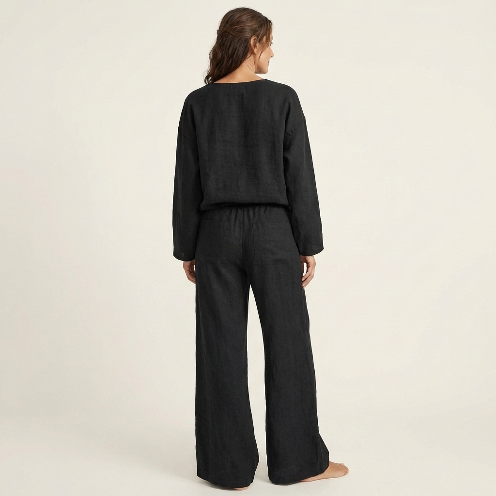 Lediona | Oversized Linen Sweatshirt & Wide-Leg Set