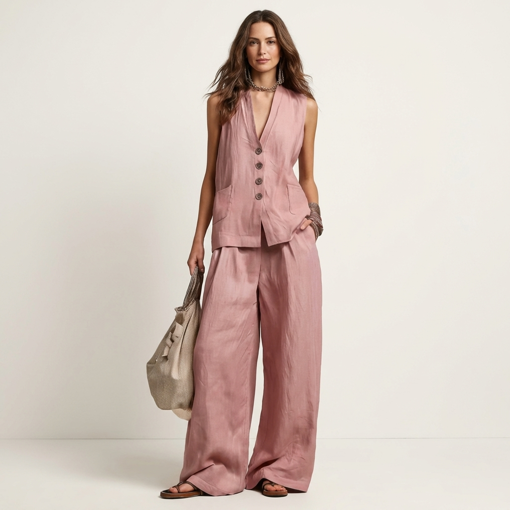 Helyana | Tailored Vest & Wide-Leg Set