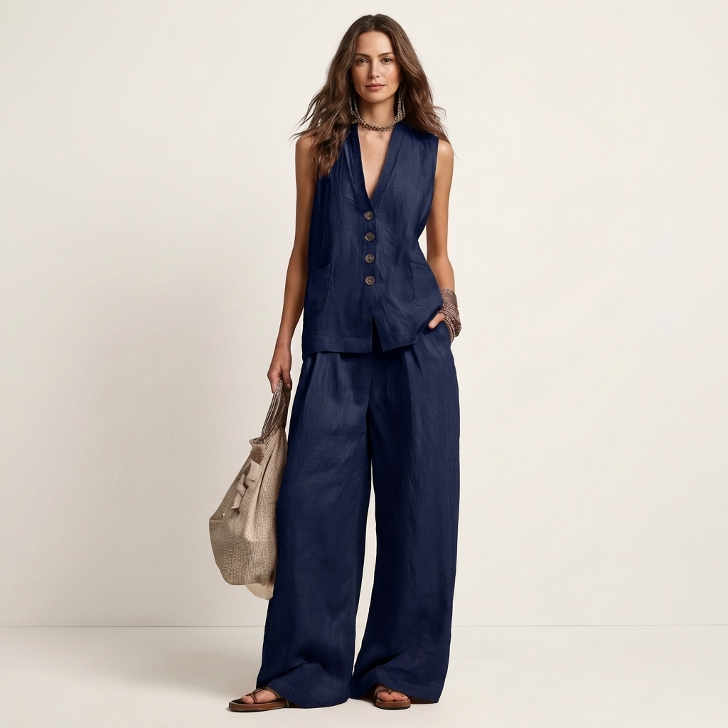 Helyana | Tailored Vest & Wide-Leg Set