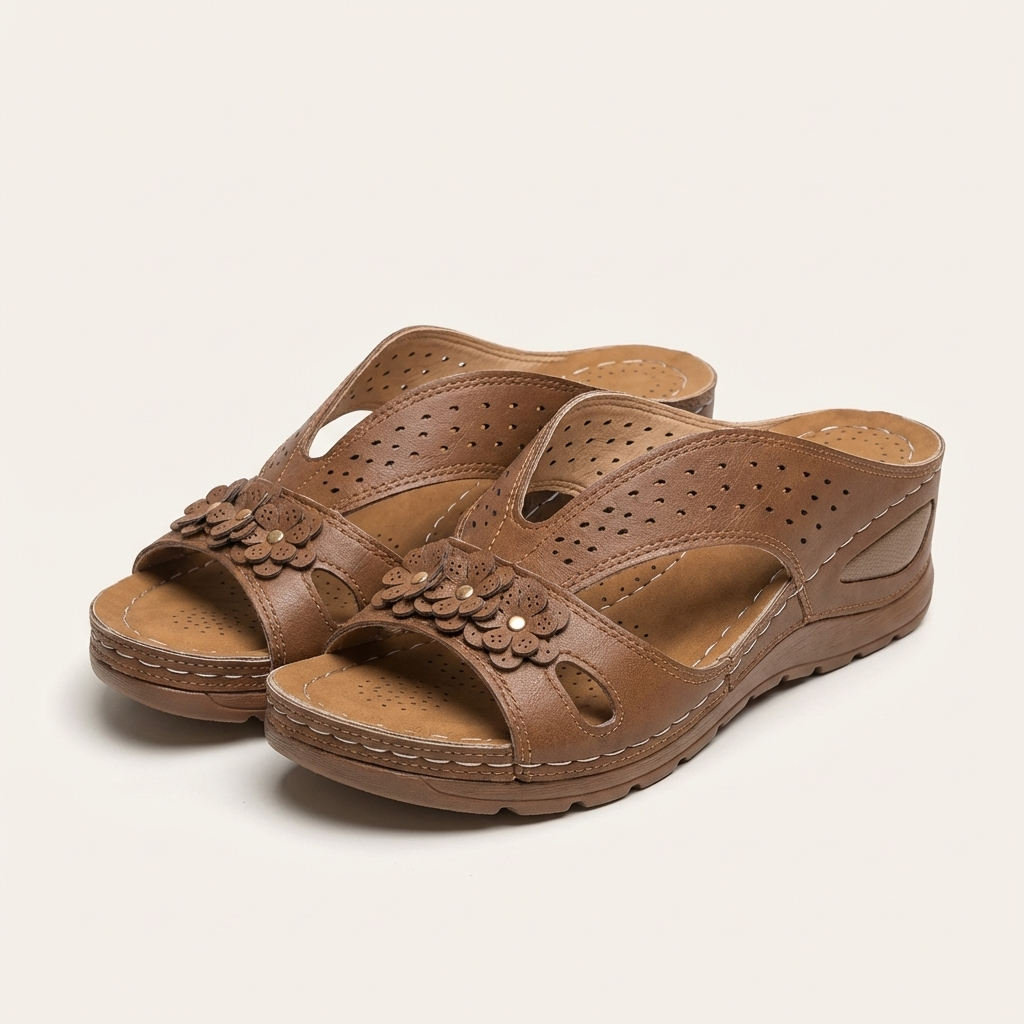 Leana | Flower-Detail Wedge Slide