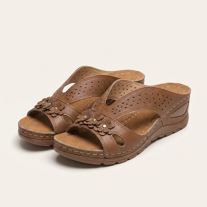 Leana | Flower-Detail Wedge Slide
