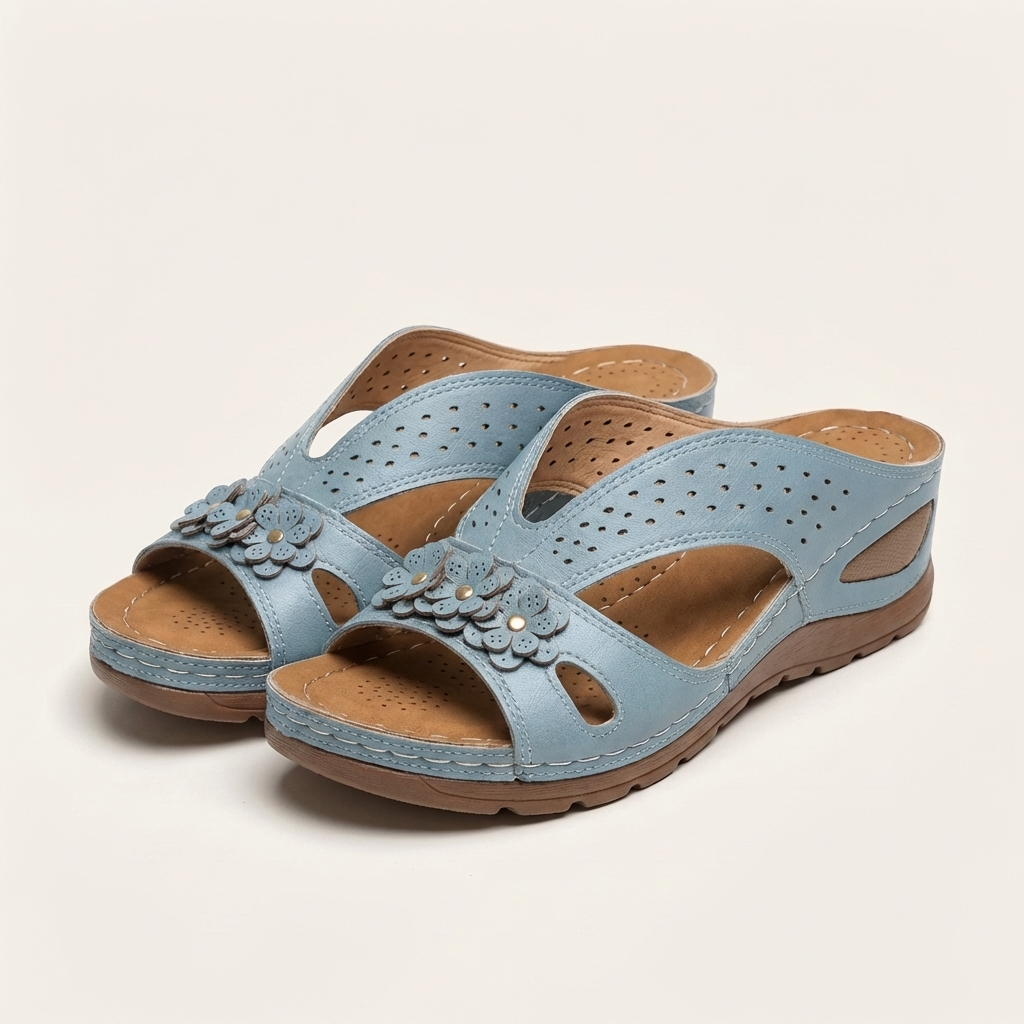 Leana | Flower-Detail Wedge Slide