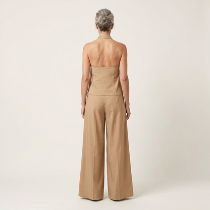 Catiana | Twisted Halter Top & Full-Length Wide-Leg Pants Set