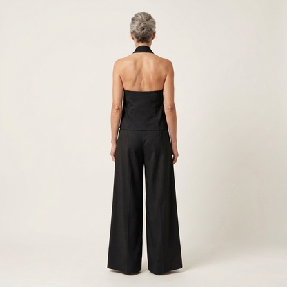 Catiana | Twisted Halter Top & Full-Length Wide-Leg Pants Set