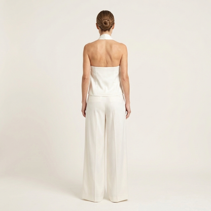 Catiana | Twisted Halter Top & Full-Length Wide-Leg Pants Set
