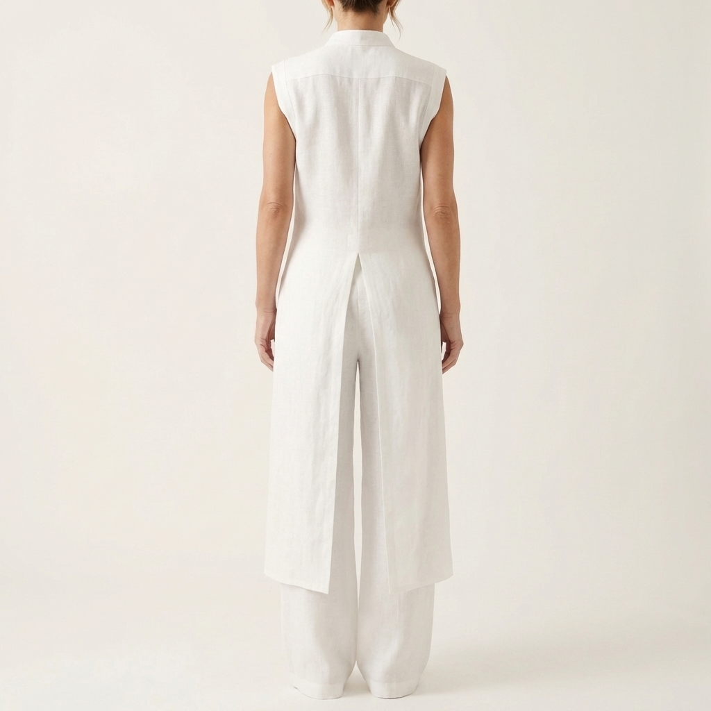 Belliana | Split-Front Longline Top & Wide-Leg Pants Set