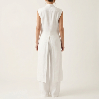 Belliana | Split-Front Longline Top & Wide-Leg Pants Set
