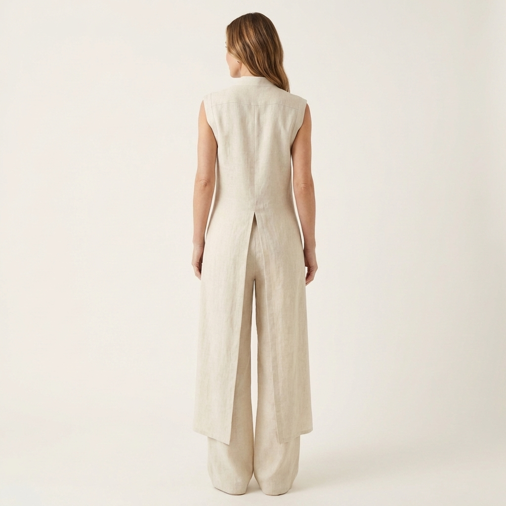 Belliana | Split-Front Longline Top & Wide-Leg Pants Set