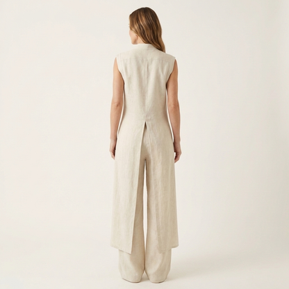 Belliana | Split-Front Longline Top & Wide-Leg Pants Set