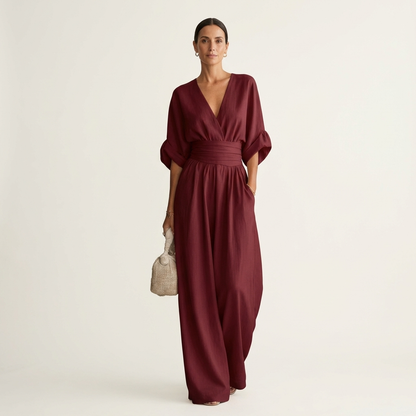 Lylia | Wrap V-Neck Wide-Leg Jumpsuit