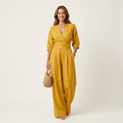 Lylia | Wrap V-Neck Wide-Leg Jumpsuit