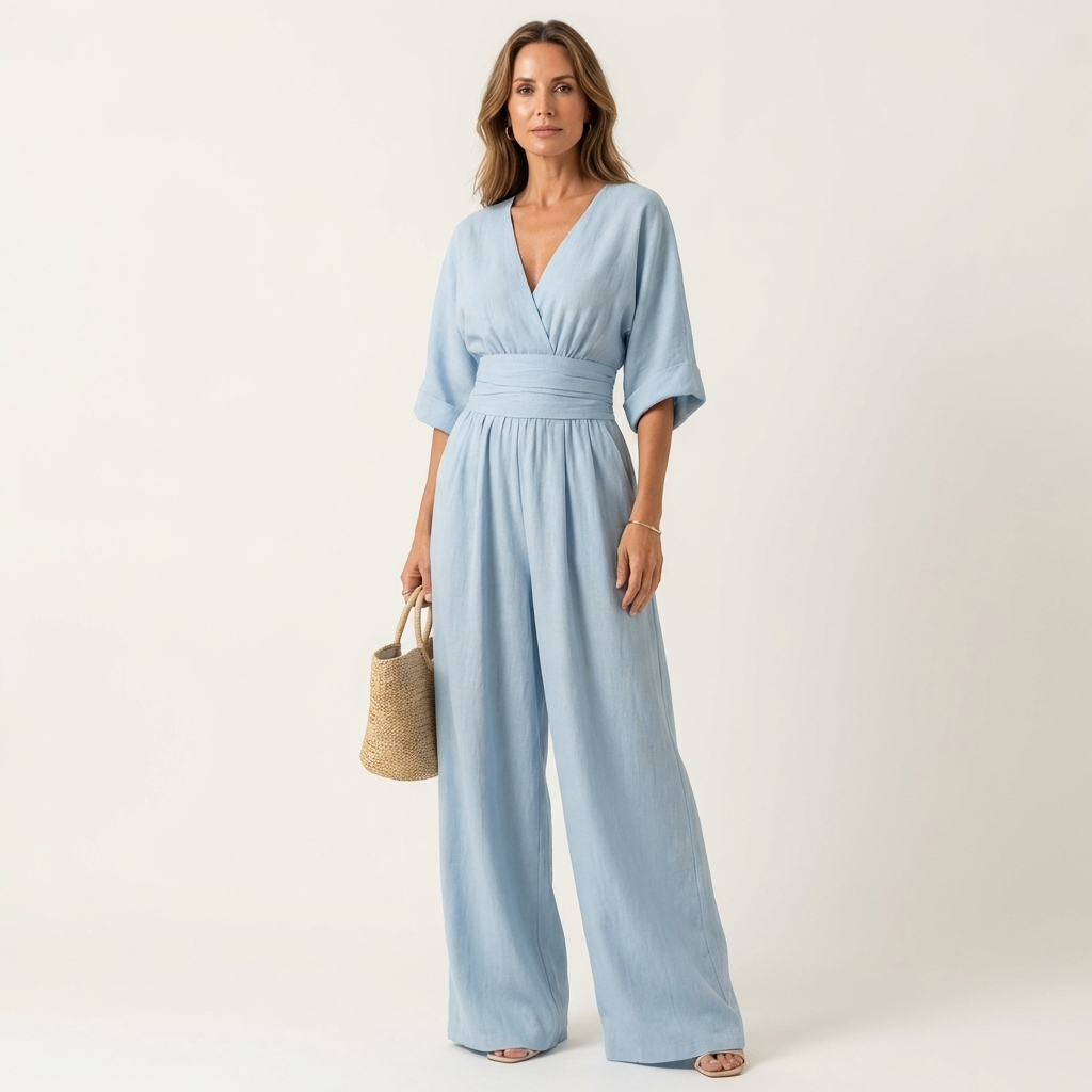 Lylia | Wrap V-Neck Wide-Leg Jumpsuit