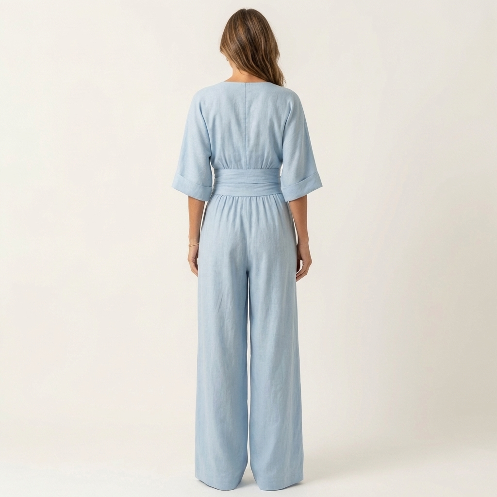Lylia | Wrap V-Neck Wide-Leg Jumpsuit