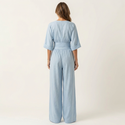Lylia | Wrap V-Neck Wide-Leg Jumpsuit