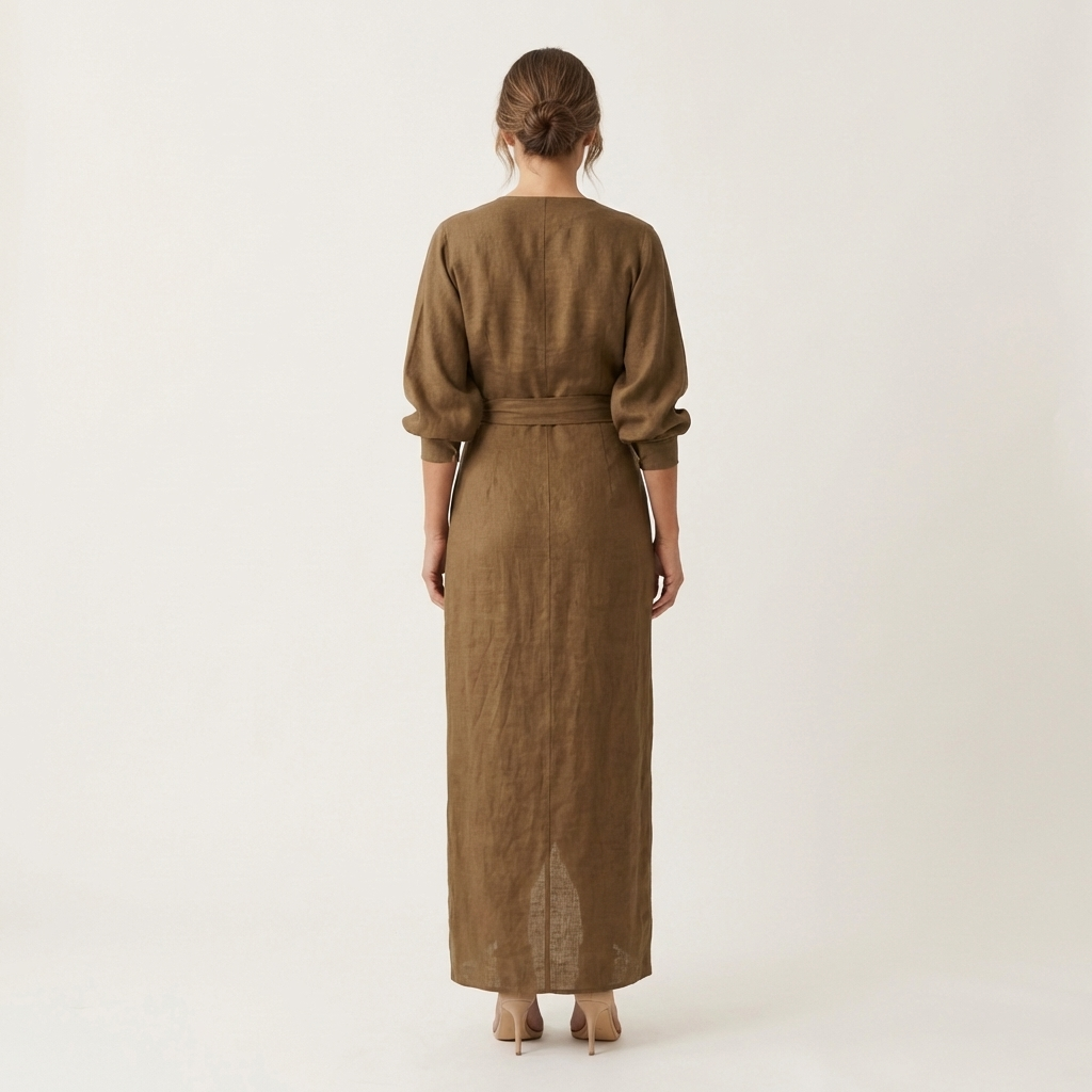 Samira | Deep V-Neck Draped Wrap Maxi Dress with Front Slit