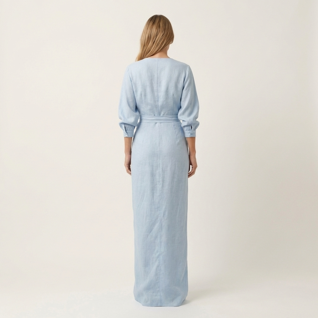 Samira | Deep V-Neck Draped Wrap Maxi Dress with Front Slit