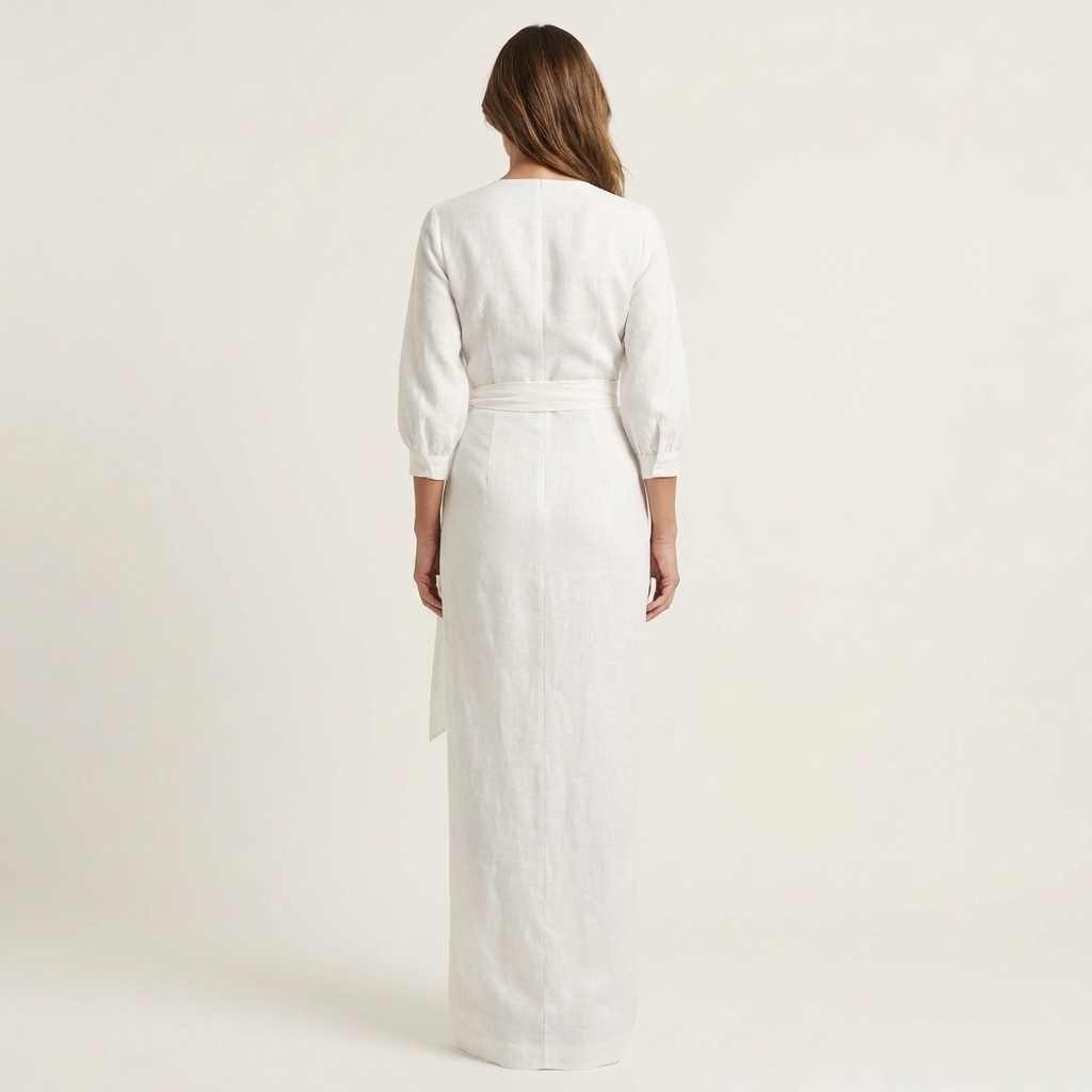 Samira | Deep V-Neck Draped Wrap Maxi Dress with Front Slit