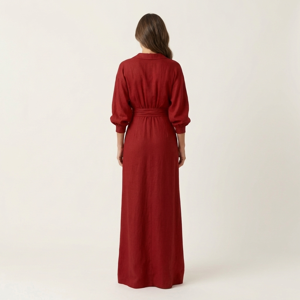 Samira | Deep V-Neck Draped Wrap Maxi Dress with Front Slit