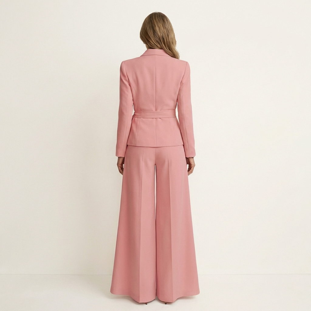 Johanna | Belted Wrap Blazer & Wide-Leg Pants Suit Set