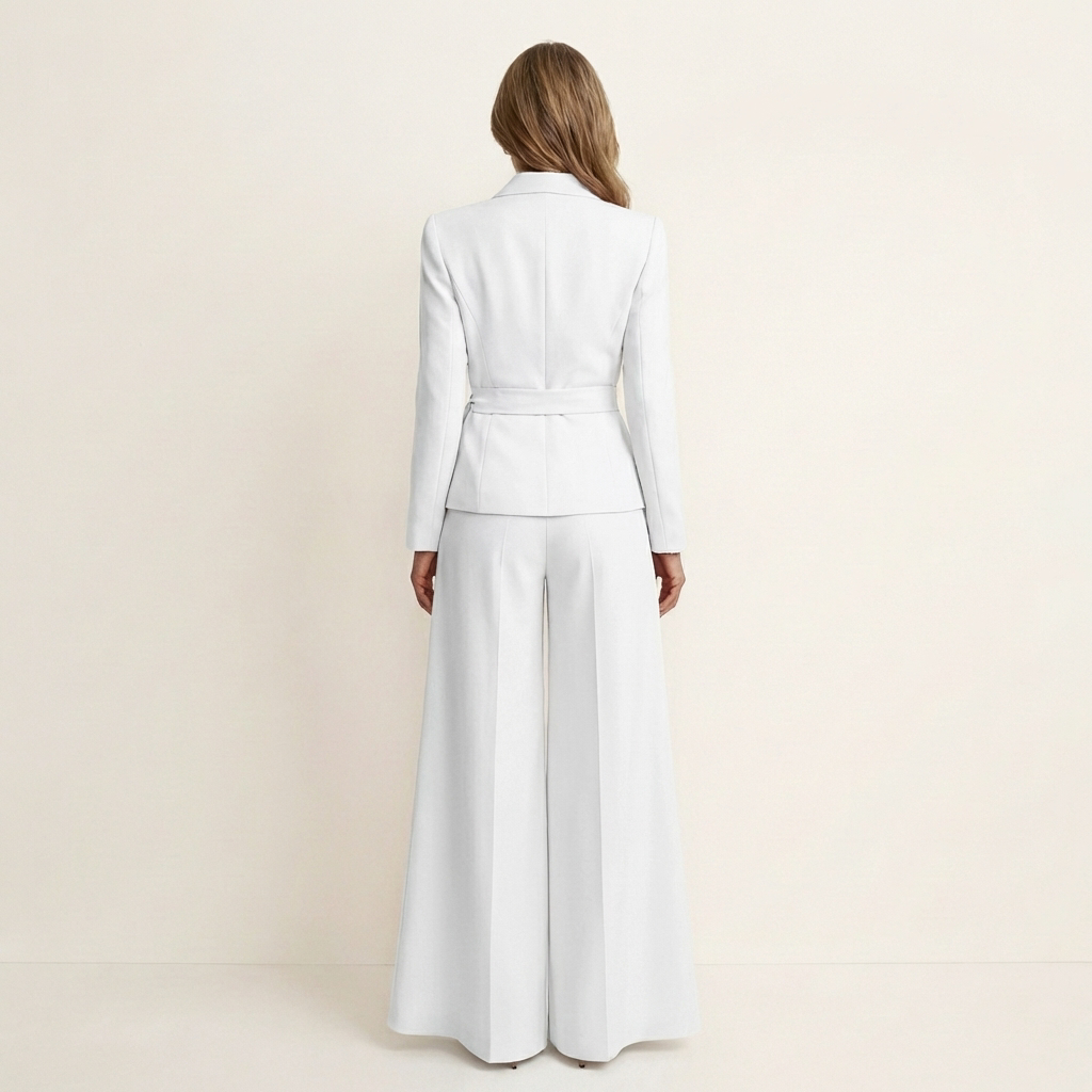 Johanna | Belted Wrap Blazer & Wide-Leg Pants Suit Set