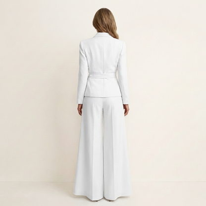 Johanna | Belted Wrap Blazer & Wide-Leg Pants Suit Set