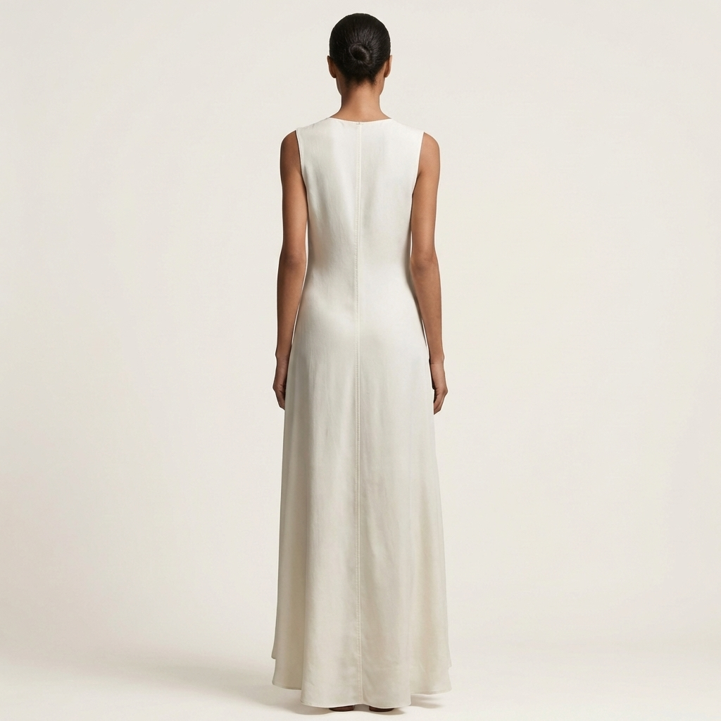 Arina | Sleeveless Crew-Neck Asymmetric-Panel Maxi Dress
